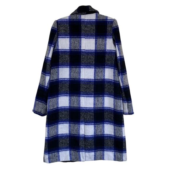 Forever 21 Sz M Longline Textured Plaid Coat Retro Duster Peacoat Relaxed Fit - Picture 7 of 16